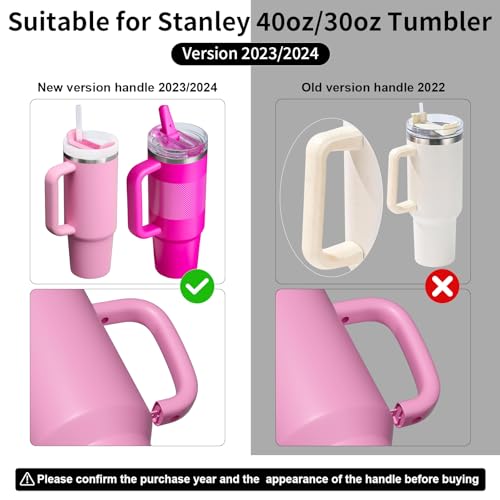 Terficer 6 Colors LED Light-Up Tumbler Handle for Stanley 40oz/30oz, Comfortable Water Bottle Handle for Stanley Tumbler-Compatible with 40oz Stanley Cup Accessories, Use for Outdoor, Party, Home (Peony) - Image 2