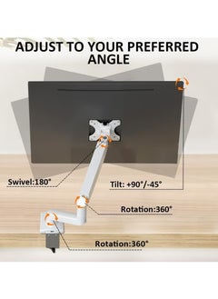 Yakiter Monitor Desk Mount Single Arm Stand, Full Motion Monitor Arm (Holds up to 2-9kG) with Gas Spring for 17 to 30 Inch LCD LED Computer Monitor  - Image 4