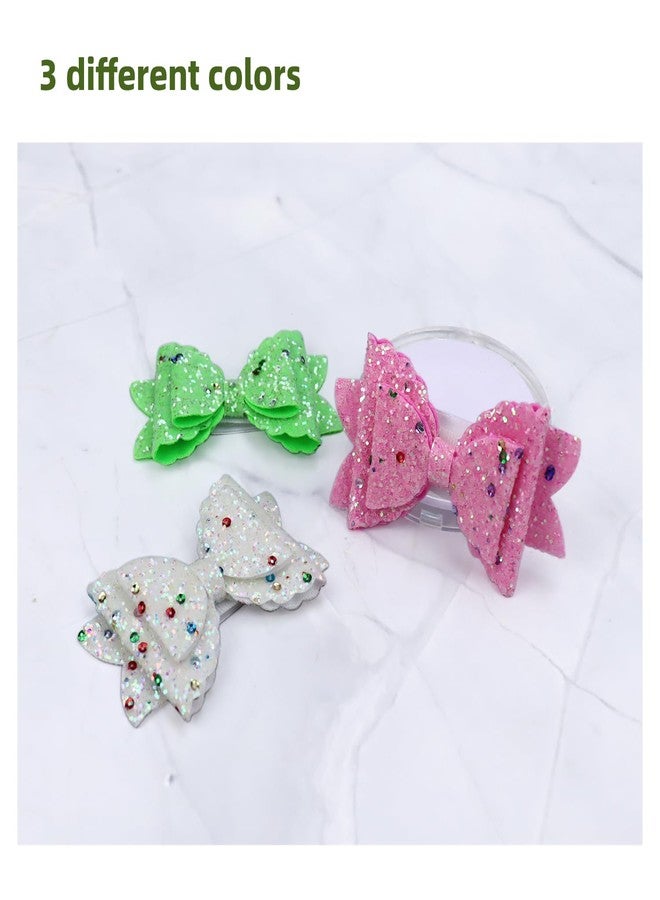 welsoon 3 Pack Bows for Cranial Helmet Bow Patch Cranial Band Bow Baby Cranial Helmet Bows Sparkle Helmet Bow Plagiocephaly Helmets Bow - Image 3