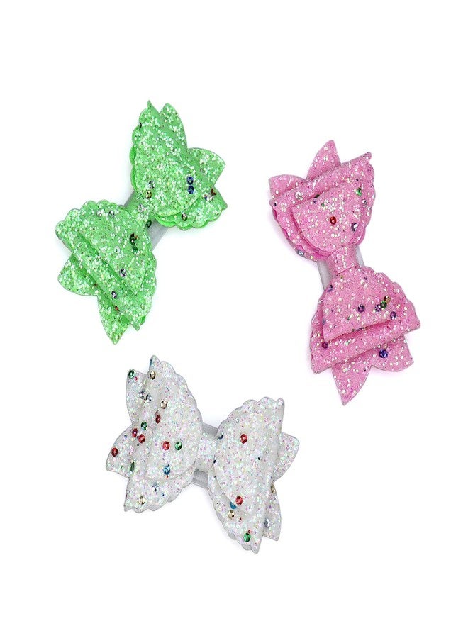 welsoon 3 Pack Bows for Cranial Helmet Bow Patch Cranial Band Bow Baby Cranial Helmet Bows Sparkle Helmet Bow Plagiocephaly Helmets Bow - Image 2