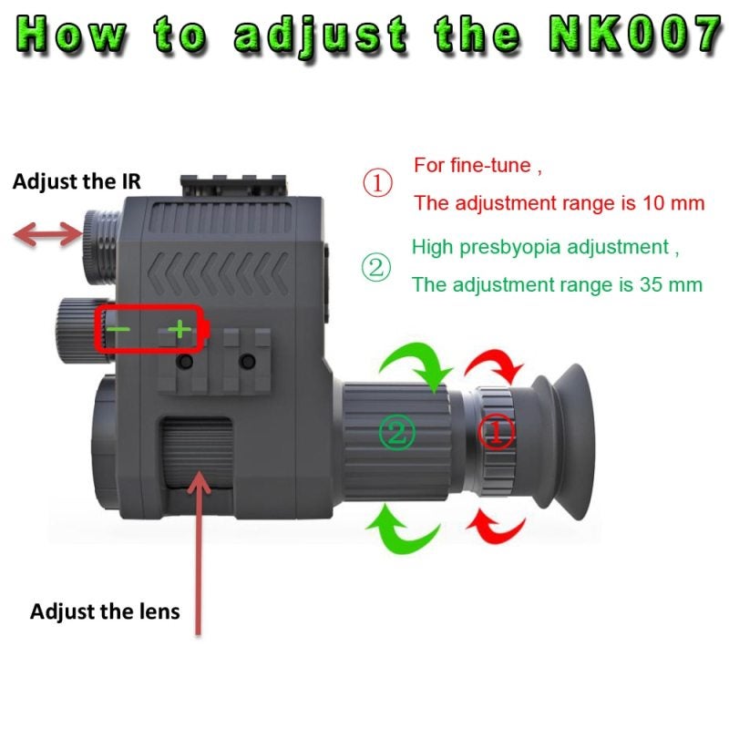 ميغاوري NK007 بلس 1080P دقة عالية 줌 رقمي 4 أضعاف مناظر نارية تحت الرؤية تحت أشعة تحت الحمراء تغطية ضوء منخفض يدعم الرؤية الليلية لغات متعددة أسود تحت الحمراء القياسية [لا يشمل البطارية والبطاقة الذاكرة] - Image 3