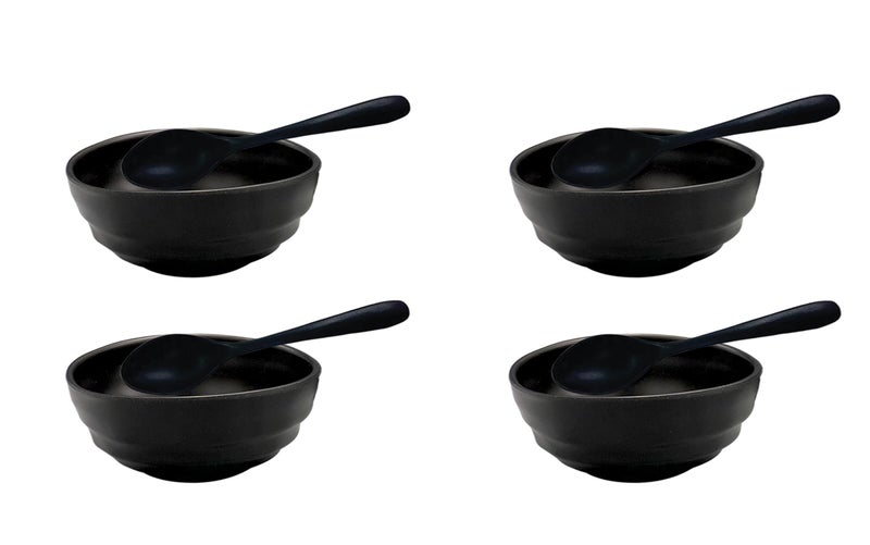 ZIDO 4 Piece Melamine Multipurpose Serving Bowl with Spoons for Snacks, Salad, Soup, Ice Cream, Gravies, Vegetables, Namkeen, Cereal, Fruits, Maggi, Pasta, Dry Fruits, Desert etc - Image 1