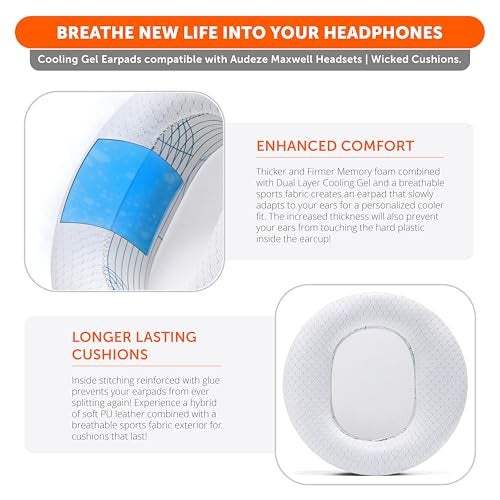 WC Freeze Maxwell - Cooling Gel Replacement Earpads for Audeze Maxwell Headphones by Wicked Cushions - Elevate Comfort, Durability, Thickness & Sound Isolation for Epic Gaming Sessions | Ivory Tide - Image 4
