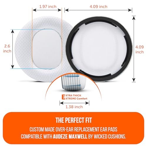 WC Freeze Maxwell - Cooling Gel Replacement Earpads for Audeze Maxwell Headphones by Wicked Cushions - Elevate Comfort, Durability, Thickness & Sound Isolation for Epic Gaming Sessions | Ivory Tide - Image 5