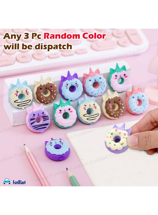 FunBlast Eraser for Kids - Donut Shape Eraser Set, School Supplies, Stationary Set for Kids, Rubber Eraser for Kids, Kawaii Erasers, Fancy Erasers for Birthday Return Gift - Random Color - Image 3