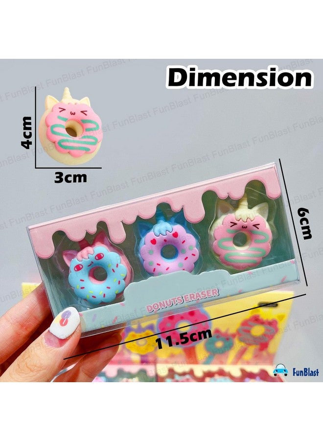 FunBlast Eraser for Kids - Donut Shape Eraser Set, School Supplies, Stationary Set for Kids, Rubber Eraser for Kids, Kawaii Erasers, Fancy Erasers for Birthday Return Gift - Random Color - Image 2
