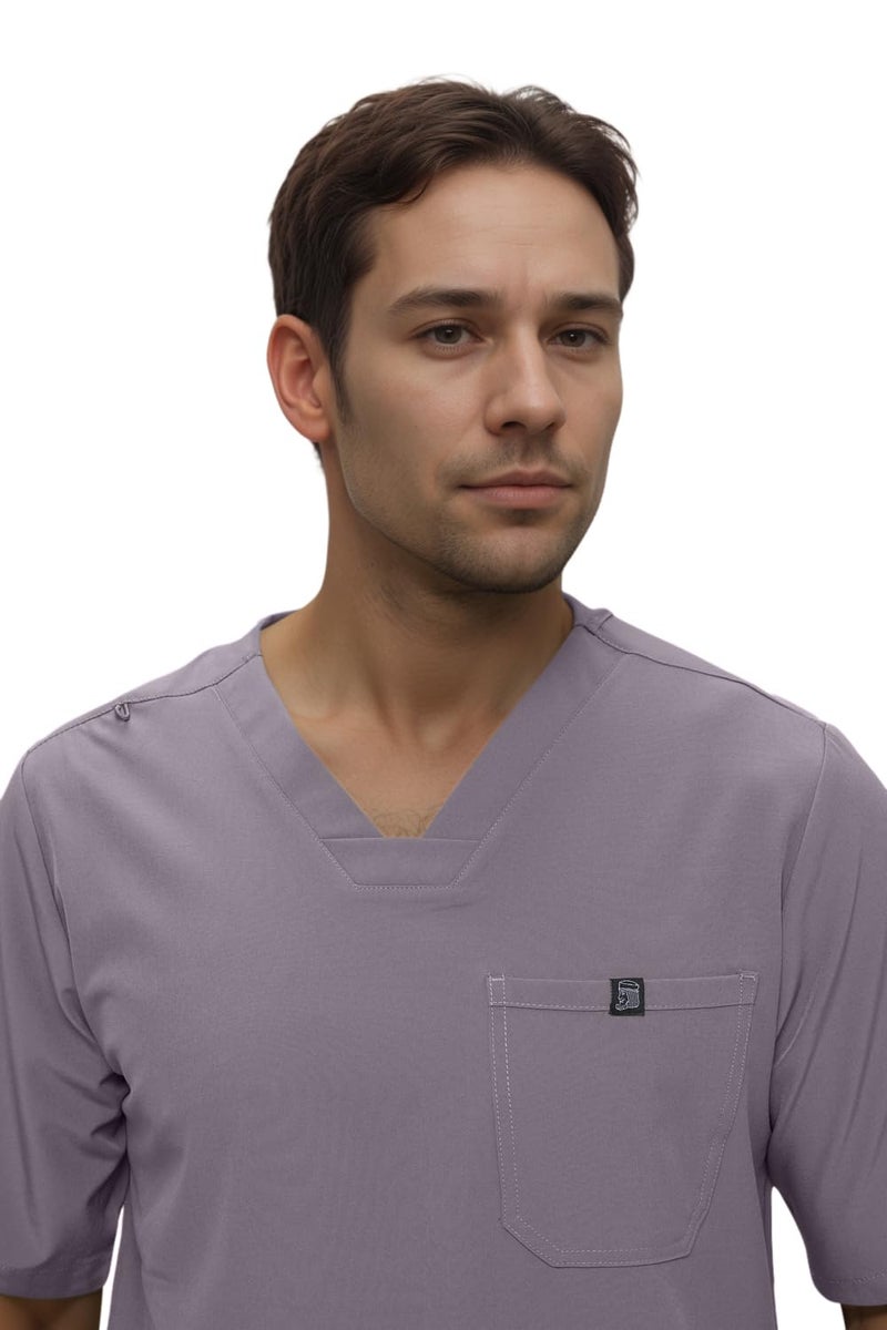 Monarch Uniforms Men's Jogger Scrub Set Tuck-in Scrubs for Men with Jogger Pants and One Pocket Top (Charcoal,Large) - Image 5