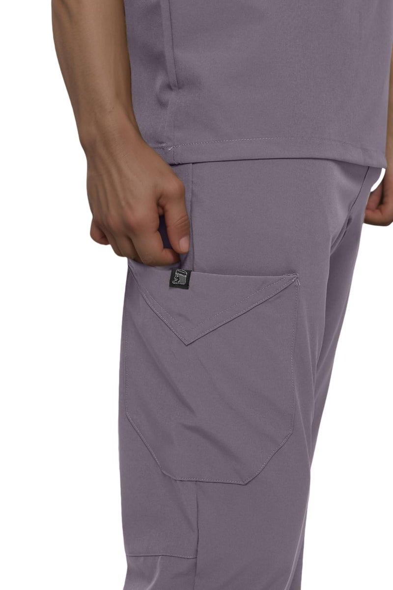 Monarch Uniforms Men's Jogger Scrub Set Tuck-in Scrubs for Men with Jogger Pants and One Pocket Top (Charcoal,Large) - Image 4