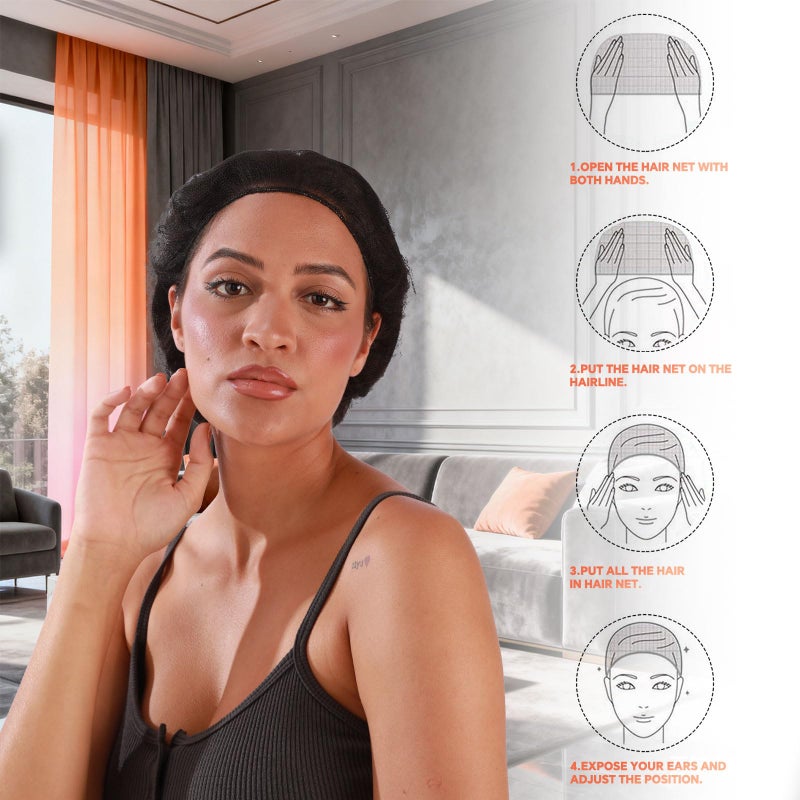 Smilco 10-Piece Mesh Wig Caps & Fishnet Hair Net for Women, Nylon Weaving Net for Halloween Cosplay - Image 4