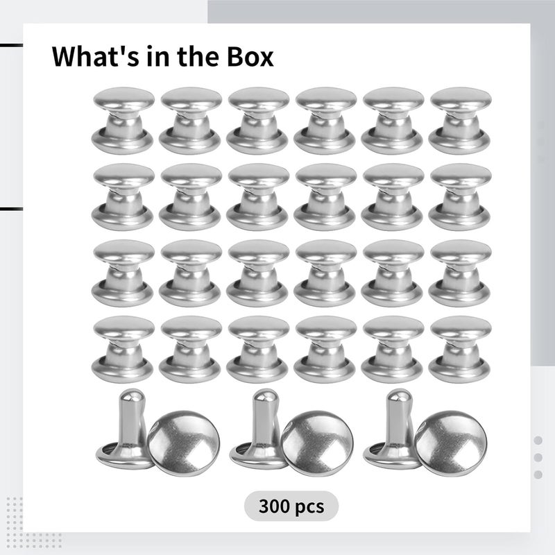 Metal Studs Nickel Plated 0.24X0.24 Inch, 300 Pcs Double Cap Copper Rivets, Double-Sided Leather Fasteners Suited to Jacket, Jeans, Belt, Clothing & DIY Projects - Image 5