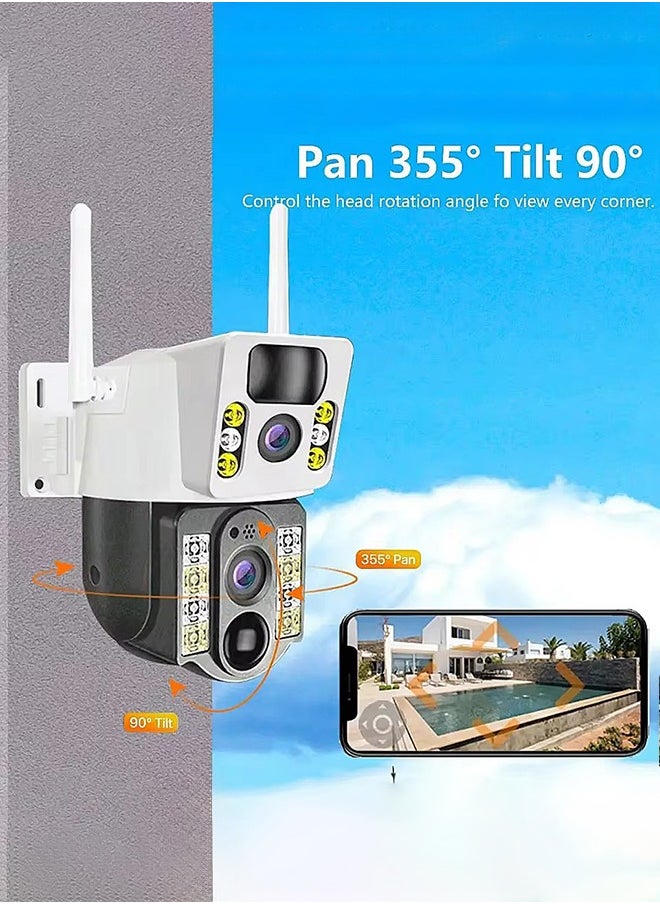 Solar Camera 8MP 4K Surveillance PTZ Cameras 4G Sim Outdoor Dual Lens Wifi IP Camera PIR Night Vision CCTV Security Protection Monitor