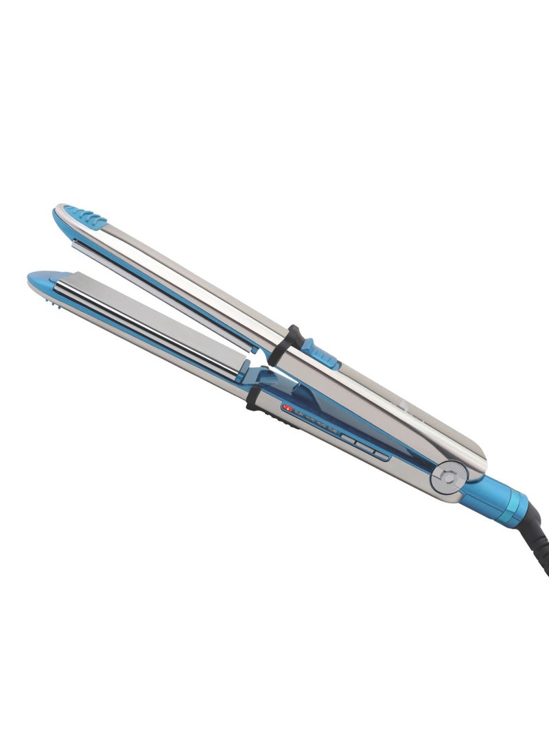 Generic Stainless Steel Electric Hair Professional Straightener with Constant Temperature Control 2-in-1 and Curler Dual-Purpose Fast Heating Curling Flat Tools (Blue)  - Image 1