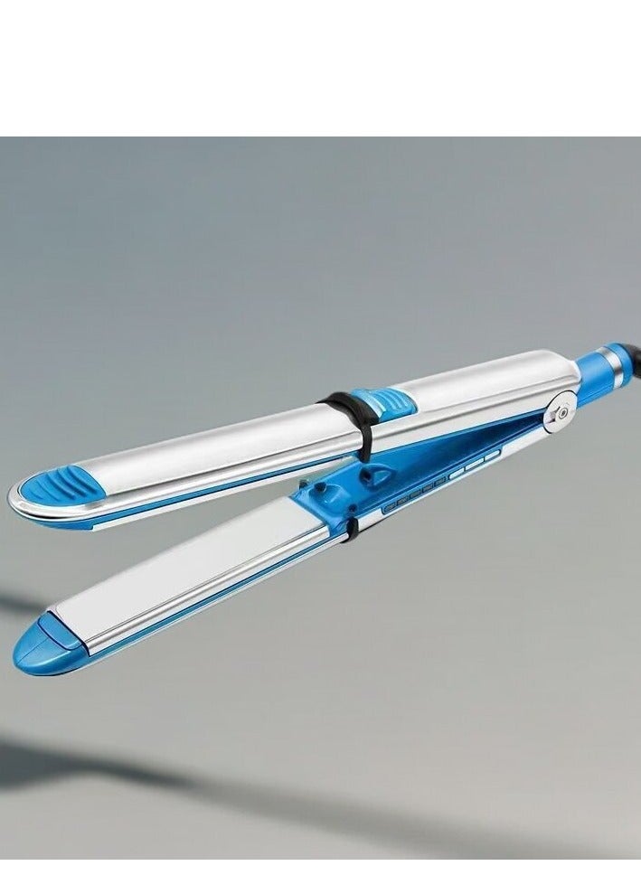 Generic Stainless Steel Electric Hair Professional Straightener with Constant Temperature Control 2-in-1 and Curler Dual-Purpose Fast Heating Curling Flat Tools (Blue)  - Image 2