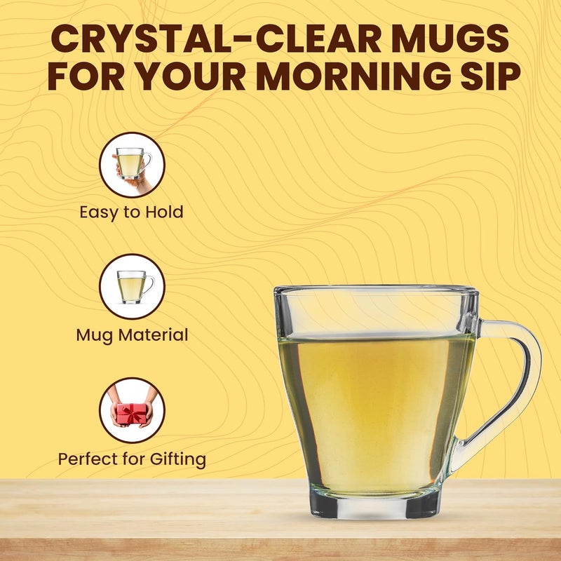 SAND DUNE SAND DUNE Hollywood Glass CoffeeTea MugsHeat Resistant Dishwasher SafeSet of 2 255ml Transparent Classy Design Easy to HoldSoda Lime Glass - Image 4
