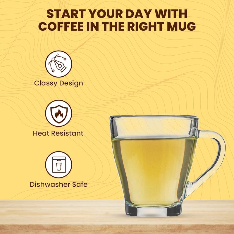 SAND DUNE SAND DUNE Hollywood Glass CoffeeTea MugsHeat Resistant Dishwasher SafeSet of 2 255ml Transparent Classy Design Easy to HoldSoda Lime Glass - Image 3