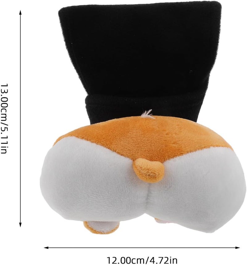 Fluffy Corgi Gear Shifter Knob Hoodie Cover and Handbrake Protector Set, Universal Soft Plush Car Gear Shift Cover for Manual and Automatic Vehicles, Interior Decor Halloween Car - Image 2