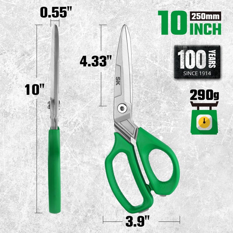 SK مقص SK 10" ثقيل الوزن، مقصات متعددة الاستخدامات، هيكل من فولاذ CR-V الممتاز، شفرات مطروقة من قطعة واحدة، مقبض مريح لراحة اليد - Image 4