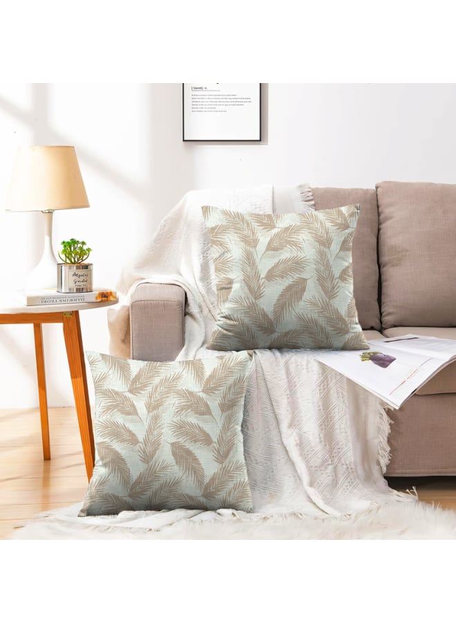  انتكس بيت الستائر وسادة بيلا من الكتان المخملي من إنتكس هوم - نقشة أوراق الشجر - قماش أنيق ومتين لغرف المعيشة - قطعتان - Image 1