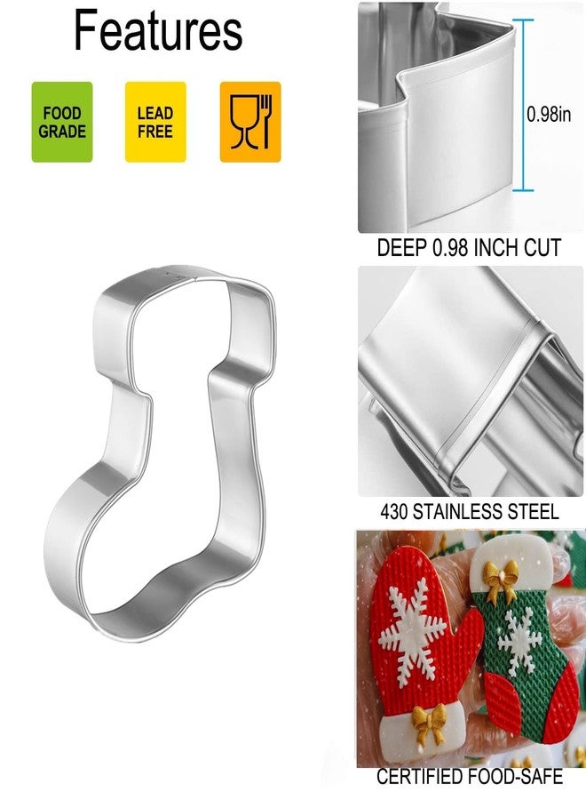 Q-Baker Christmas Cookie Cutters 4Pcs Winter Holiday Cookie Cutter Set Stainless Steel with Winter hat, Ugly Sweater, Mitten,Stocking with Decorating Instructions - Image 3