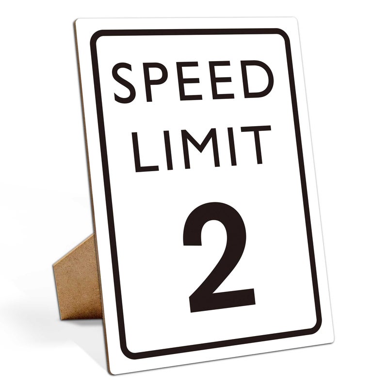 Muruseni Race Car Birthday Decor, Speed Limit Sign, Fast Two, Birthday Party Decorations, 811 Wooden Play Sign With Stand, Let's Go Racing Party Supplies for Boy Fans - LP063 - Image 1