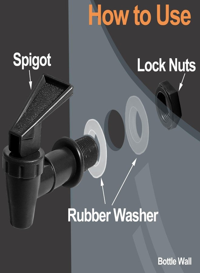 LifCratms 2Pcs BPA-Free Replacement Cooler Faucet, Black Plastic Water Spigot Spout Dispenser Tap Set, Reusable Water Crock Tap Beverage Lever Pour Dispenser Valve - Image 5