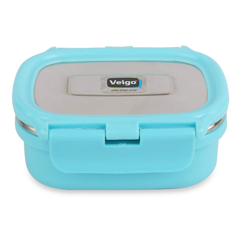 Veigo Veigo Premium Finish Classic 3 Pcs Celebration Stainless Steel Containers, Sky Blue,(Big 630 ml,Medium 330 ml & Small 180 ml)  - Image 4