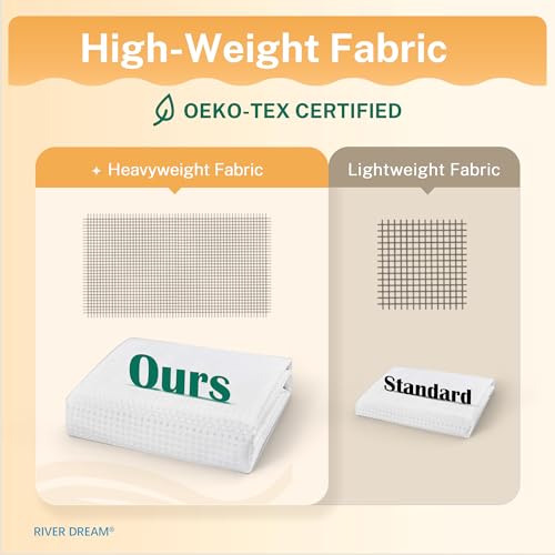 River Dream Heavyweight No Hooks Required Dotted Waffle Weave Shower Curtain with Snap in Liner，Bathroom Curtains Shower Set - 71W x 74H,Hotel Grade,Spa Like Bath Curtain,White - Image 2