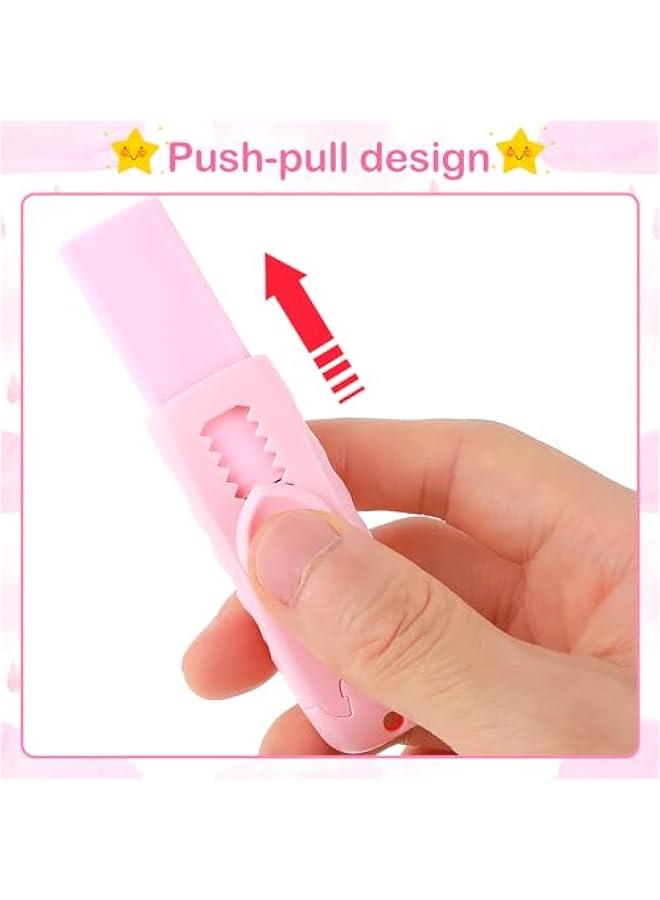 Generic Sliding Retractable Pencil Eraser Push-Pull Rubber Eraser and 4 PCS Refill Erasers for Students School Stationery Writing Office(Pink)  - Image 3