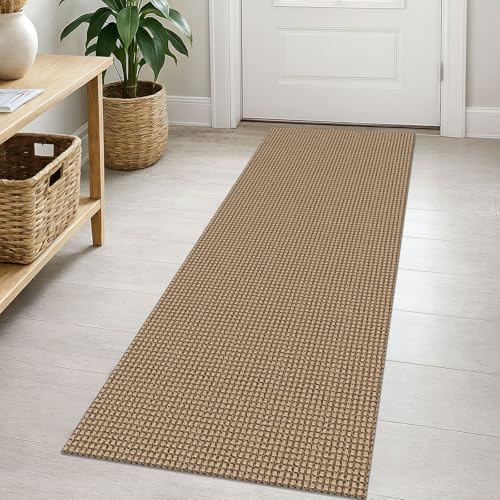 EARTHALL Woven Runner Rug 2x5 Ft Washable Runners for Hallways Cotton Non Slip Rubber Backed Kitchen Runner Braided Indoor Floor Carpet for Entryway, Hallway, Kitchen, Bedroom, Orange/Tan/Brown - Image 1