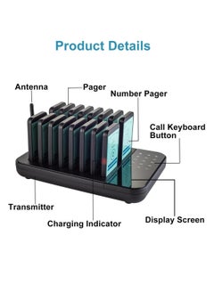 Generic Wireless Calling System, Restaurant Wireless Guest Paging Queuing System with 16 Pager Buzzers 1 Keypad, 800m Transmission for Restaurant Coffee Shop Office  - Image 5