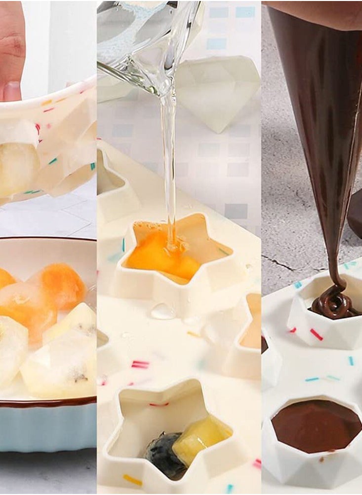 KASTWAVE - Ice Cube Tray, 2 Pcs Silicone Polygon Ice Cube Mold Chocolate Molds, Ice Cube Molds, Ice Maker Mold, Reusable Five Pointed Star Silicone Mold, for Making Chocolates, Ice Cubes, Jellies and Candies - Image 1