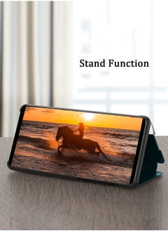 دبليو تيك حافظة هاتف قابلة للطي بمرآة ذكية غطاء حماية تلقائي للنوم لهاتف Xiaomi Redmi Note 13 Pro+ 5G 2023 / Xiaomi Redmi Note 13 Pro Plus 5G 2023 أزرق داكن  - Image 3