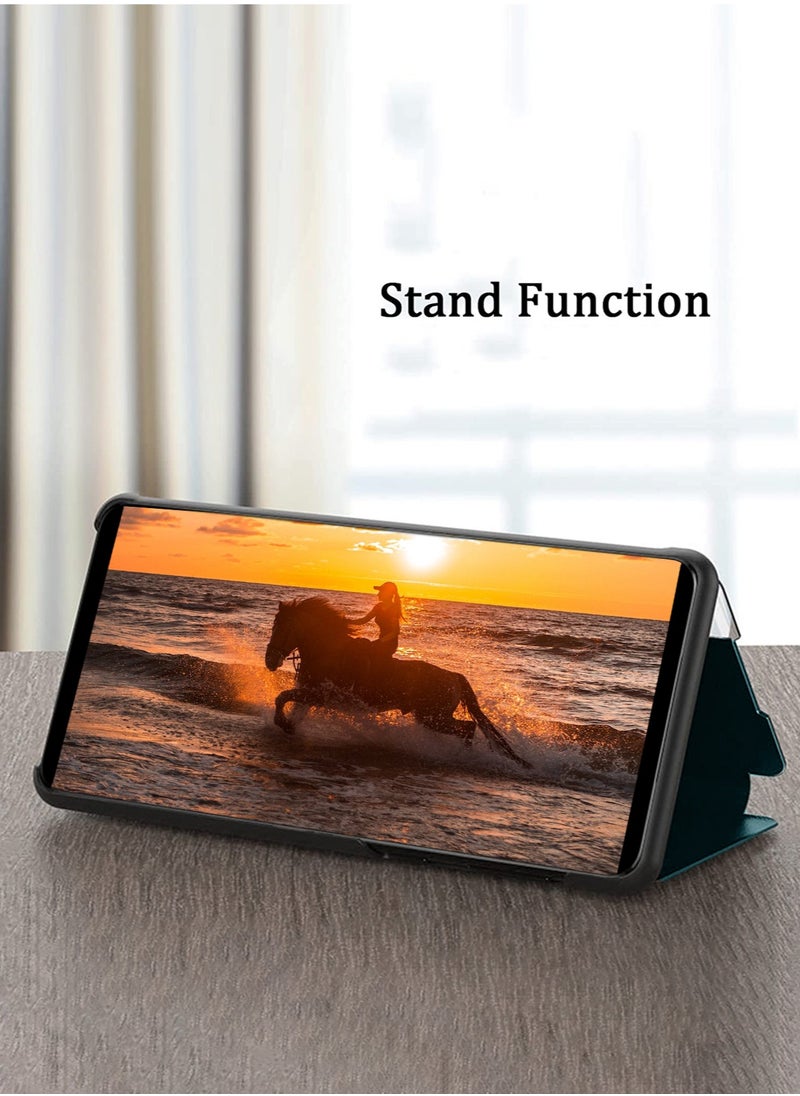 دبليو تيك - حافظة هاتف قابلة للطي بمرآة ذكية غطاء حماية تلقائي للنوم لهاتف Xiaomi Redmi Note 13 Pro+ 5G 2023 / Xiaomi Redmi Note 13 Pro Plus 5G 2023 أزرق داكن - Image 1