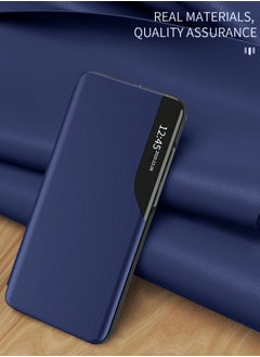دبليو تيك حافظة هاتف قابلة للطي بمرآة ذكية غطاء حماية تلقائي للنوم لهاتف Xiaomi Redmi Note 13 Pro+ 5G 2023 / Xiaomi Redmi Note 13 Pro Plus 5G 2023 أزرق داكن  - Image 5