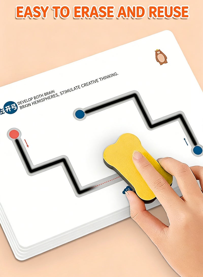 روعة 4 أجهزة كمبيوتر شخصية كتابة تدريب كتب عمل ممارسة كتاب تعقب قابل لإعادة الاستخدام كتاب عمل تعقب ما قبل المدرسة كتاب مع 4 أقلام قابلة للمحو كتابة مبكرة كتاب مهارة كتاب العمل لعمر 3+ سنوات - Image 5