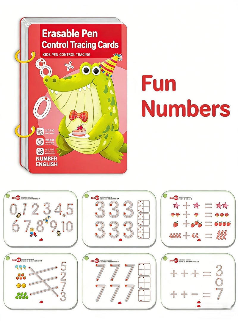 Splendors 4pcs Writing Training Workbooks Practice Book Reusable Tracing Workbook Preschool Tracing-book With 4 Erasable Pens Early Writing Skill Workbook For Age 3+ Years - Image 5