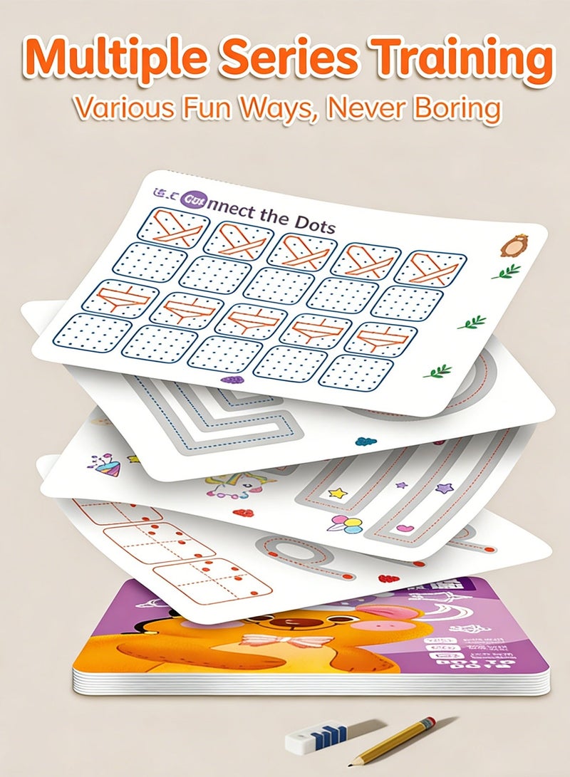 Splendors 4pcs Writing Training Workbooks Practice Book Reusable Tracing Workbook Preschool Tracing-book With 4 Erasable Pens Early Writing Skill Workbook For Age 3+ Years - Image 4