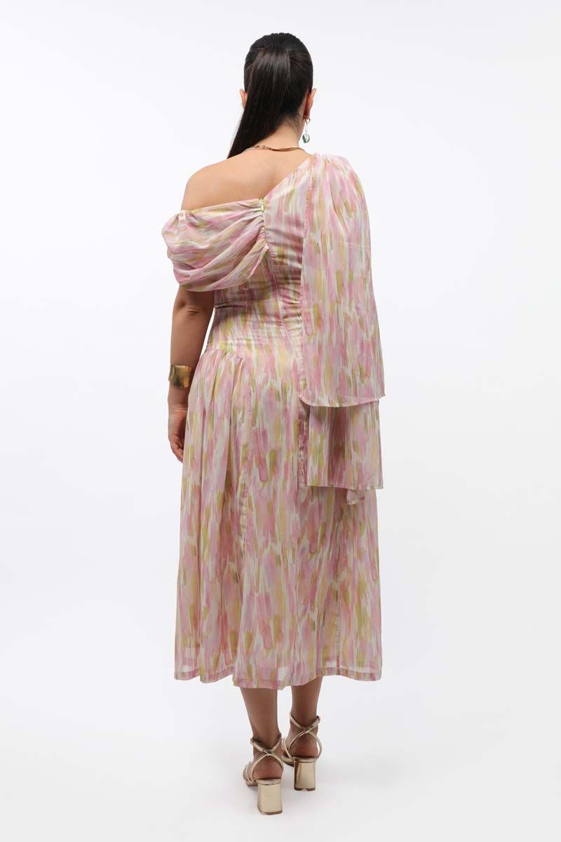 RINA printed women dress with off shoulder style - Image 4