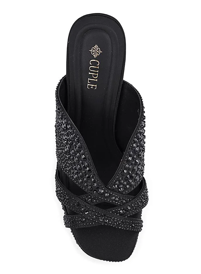 Cuple Pewter Cuple Embellished Platform Slingback Heels for Women | Best Price UAE