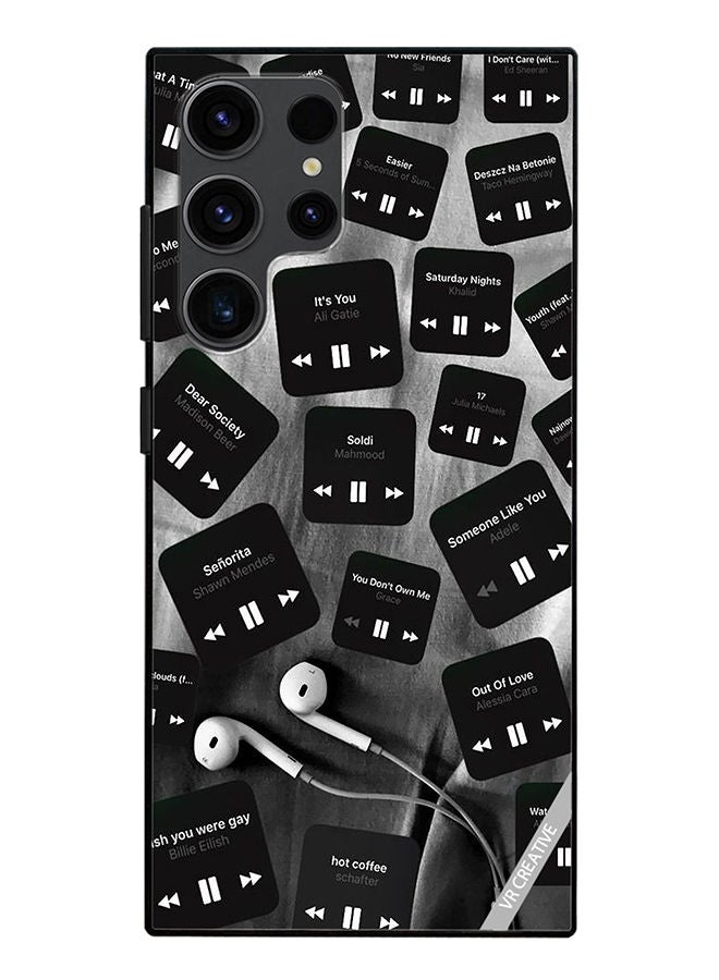 VR CREATIVE Protective Case Cover For Samsung Galaxy S23 Ultra 5G Black Music Tags Design Multicolour - Image 1