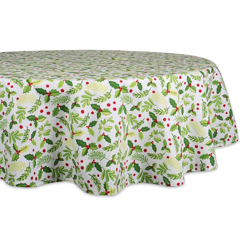DII Boughs of Holly Collection Decorative Holiday Dining Table Kitchen Dcor Tablecloth 70 Round Christmas Greenery