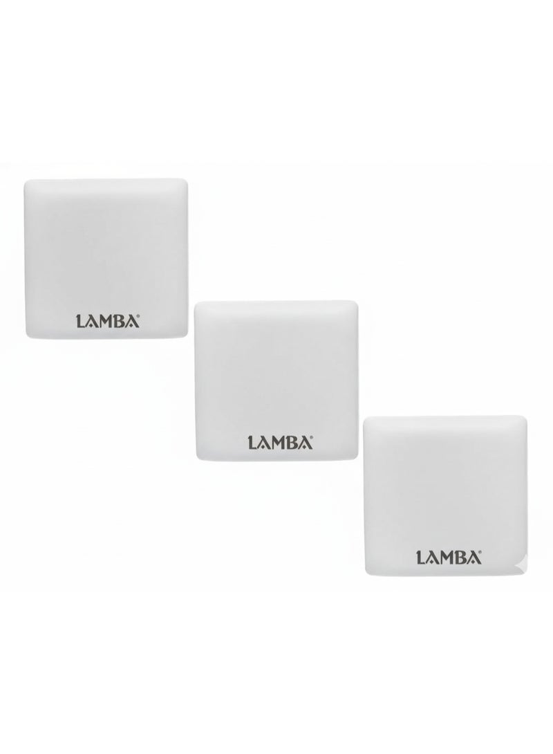 لمبة مجموعة كشافات ليد داخلية بلوفينيرا مربع 9 وات RSF-80009 من LAMBAموفر للطاقة 90% ، العمرالأفتراضي 30,000 ساعة ، بضوء ساطع 7000K (3 قطع) ، ابيض , عرض الكشاف 7 سم - Image 1