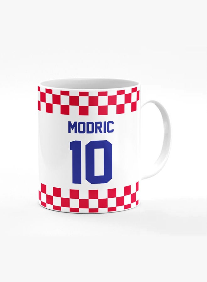 Stylizedd Designer Printed Coffee Mug with Heavy Duty Handle 11oz Ceramic Personalised Gift Mugs Cup [Microwave Safe & Dishwasher Proof] -Football Team - Croatia Player Name - Modric - Image 1