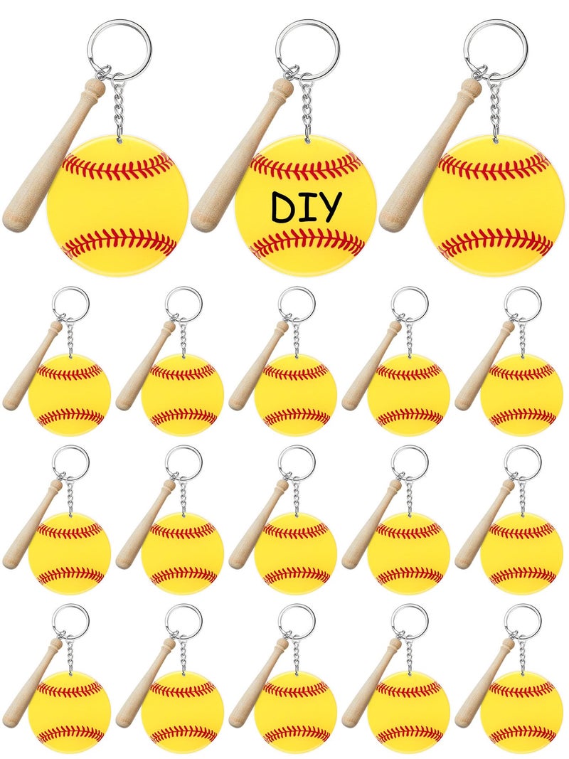 Taiyin Taiyin 18 Set Large Size Baseball Softball Acrylic Keychain Bulk for Sublimation Vinyl Sticker DIY Softball Bag TagYellowSoftball