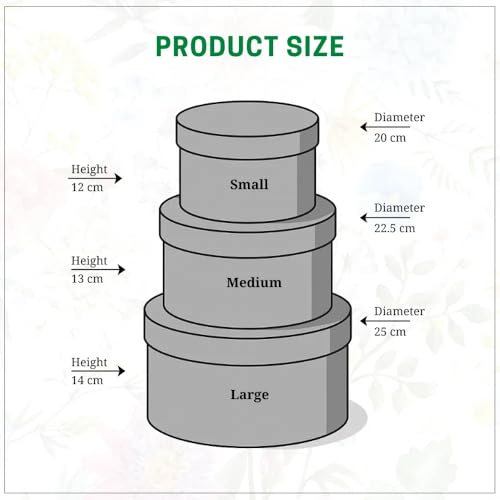 Oasis Pack of 3 Premium XL Round Gift & Flower Hamper Boxes With Lid | Classic Bouquet Box for Flower Arrangements & Gift Hampers | Decorative Gift Packaging Box With Waterproof Liner - Boho Brown - Image 3