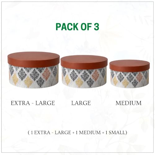 Oasis Pack of 3 Premium XL Round Gift & Flower Hamper Boxes With Lid | Classic Bouquet Box for Flower Arrangements & Gift Hampers | Decorative Gift Packaging Box With Waterproof Liner - Boho Brown - Image 4