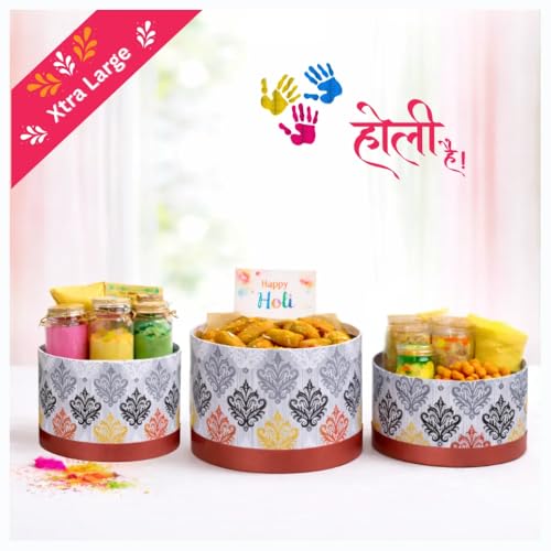 Oasis Pack of 3 Premium XL Round Gift & Flower Hamper Boxes With Lid | Classic Bouquet Box for Flower Arrangements & Gift Hampers | Decorative Gift Packaging Box With Waterproof Liner - Boho Brown - Image 2
