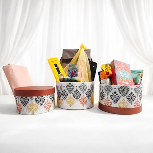 Oasis Pack of 3 Premium XL Round Gift & Flower Hamper Boxes With Lid | Classic Bouquet Box for Flower Arrangements & Gift Hampers | Decorative Gift Packaging Box With Waterproof Liner - Boho Brown - Image 5