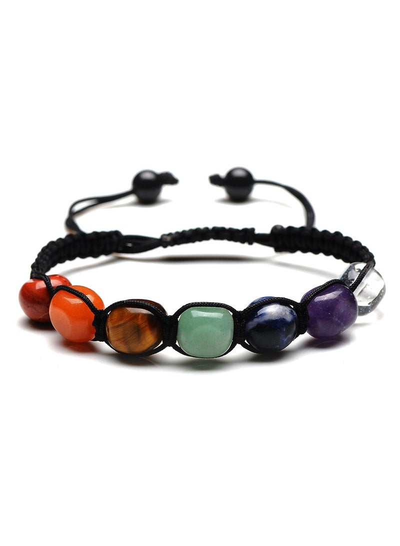 KASTWAVE Gemstone Healing Bead Bracelet Adjustable Crystal Bracelet Ladies Natural Gemstone Yoga Reiki Chakra Stone Beads Anxiety Braided Bracelet Healing Balance Energy Bracelet - Image 1