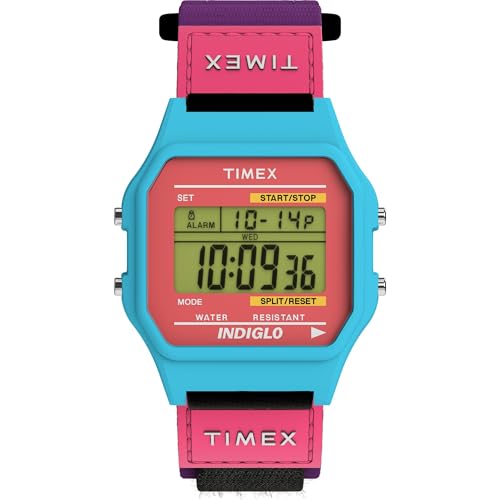Timex Men's Classical Digital 36mm Watch - Purple Strap Digital Dial Blue Case - Image 1